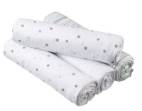 aden + anais 4 Pack 100% Cotton Muslin Swaddle Blanket, Green