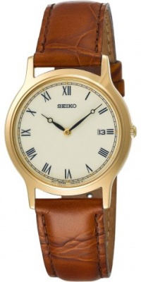 Seiko Men's SKP332 Dress Brown Leather Strap Watch