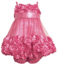 Size-3/6M, Fuchsia, BNJ-7780R 2-Piece Fluter-Die-Cut Flower Border Mesh Bubble Dress,R07780 Bonnie Jean Baby-Newborn