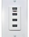 CurrentWerks U4111-WH USB Outlet Quattro In-Wall Four USB Charger, White