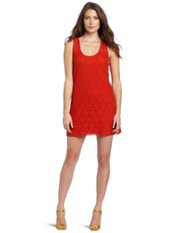 C&C California Women's Lace Tank Dress, Molten Lava, Large