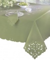 Homewear Cutwork and Emboridery Tablecloth Southampton Scroll 52 by 70-Inch Oblong Tablecloth, Sage