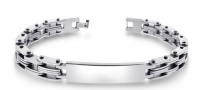 Exquisite 9 Inch Mens High Quality Solid Id Bracelet with Free Engraving Option Silver Stainless Steel