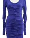 Nicole Miller Cobalt Blue Pleated Jersey Sheath Dress Medium