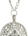 The Vatican Library Collection Silver-Tone Black Round-Cut Pendant Necklace, 22