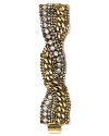 Elizabeth Cole 24 Karat Gold Braided Chain and Crystal Bracelet