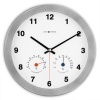 DecoMates Non-Ticking Silent Wall Clock with Built-in Thermometer (Fahrenheit) / Hygrometer - Modern Multiplex (White)