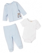 Absorba Infant Boys' Bear 3 Piece Bodysuit & Pant Set - Sizes 0-9 Months