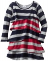 Splendid Littles Girls 2-6x Platinum Rugby Stripe Dress, Navy/Raspberry, 3T