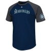 MLB Seattle Mariners Big Leaguer Fashion Crew Neck Ringer T-Shirt, Navy Heather/Charcoal Heather