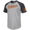 MLB Baltimore Orioles Big Leaguer Fashion Crew Neck Ringer T-Shirt, Steel Heather/Charcoal Heather