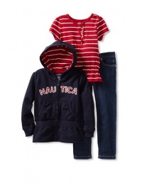 Nautica Sportswear Kids Girls 2-6X Striped 3-Piece Set, New Sport Navy, 6