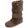 Minnetonka Girls 3-Layer Fringe Boot,Dusty Brown Suede,9 M US Toddler