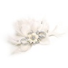 Wedding Fascinator Silk Flower Feather Hair Clip and Swarovski Ribbon Bridal Accessory - Ideal Gift for Brides and Bridesmaids