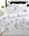 Graceful garden style abounds in Martha Stewart Collection's Trousseau Violets pillow sham, featuring purple blooms and tonal detail on a bed of pure cotton. With purple piping. (Clearance)