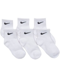 Nike Kids 6 Pack Quarter Cut Socks with Swoosh Logo (6 Pairs) White, 9-13 Shoe/ 5-6 Sock (Toddler/Kids)