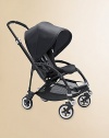 Light and sleek, compact and convenient, the Bee is flexible and car seat adaptable, designed to accommodate children from newborns through toddlers. What you get: Lightweight aluminum chassis on wheelsWashable 600-dernier nylon seat unitRain coverUnderseat storage basket What it does:Compact