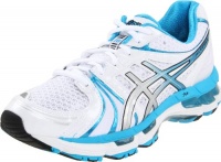 ASICS Women's Gel Kayano 18 Running Shoe,White/Island Blue/Black,8.5 M US