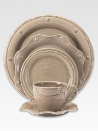 A beautiful stoneware charger is crafted in Portugal with elegant curves to bring irresistibly romantic European charm to a dinner or party. From the Berry & Thread CollectionCeramic stoneware13½ diam.Dishwasher- & microwave-safeImported