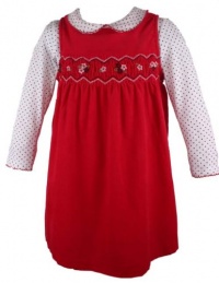 B T Kids Girls Red Corduroy Smocked Dress