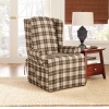 Sure Fit Soft Suede Plaid Wing with Cotton Duck Slipcover, Chocolate