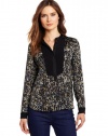 Rebecca Taylor Women's Sequin Silk Henley Blouse, Multi, 6