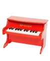 Schoenhut's bright red or white, 25-key tabletop is the perfect choice for a toddler's first piano. Both fun and educational. It is an ideal instrument to use for developing eye-hand coordination and encouraging musical creativity. Chromatically tuned, the lovely chime-like notes areproduced by little hammers striking precision-ground, German steel music rods (versus the conventional taut wires used in full-sized models). Schoenhut's patented Learning System, with its play-by-color teaching method, makes playing simple and fun. A removable color strip fits behindthe keys to guide small fingers from chord to chord. The chart also works on adult keyboards, since keys on Schoenhut toy pianos are of corresponding width. This teaches children proper finger stretch from the verybeginning. The accompanying Songbook contains a collection of familiar tunes. This Learning System has been specially designed to build a child's confidence and develop basic playing skills.