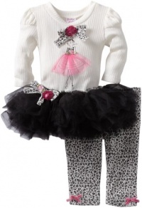 Blueberi Boulevard Baby-girls Newborn Bows Embroidered Ballerina Knit Set With Mesh Tutu Skirt, Black, 3-6 Months