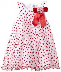 Bonnie Jean Girls 2-6X Heart Crystal Pleat Dress, Red, 3T