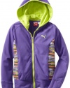 Puma - Kids Girls 7-16 Zip Up Printed Hoodie, Purple, X-Large