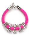 Crystal stones dress up a twisted neon cord on this bracelet from nOir. Equal parts crafty and cool, it instantly adds summer-perfect sparkle to your arm army.