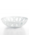 A modern take on country-inspired serveware, this Whiteware pierced bread basket adds a perfect, helpful accent to every gathering.