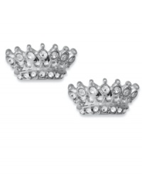 Give yourself the royal treatment with this pair of stud earrings from Juicy Couture. Crafted from silver-tone brass with glass accents and cubic zirconia, the earrings are a crowning achievement. Approximate drop: 2 inches