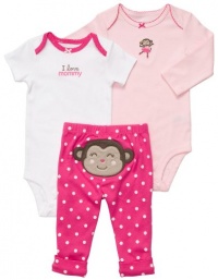 Carter's 3-pc. Pink Monkey Bodysuit Set FUCHSIA 6 Mo