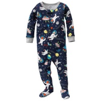 Carter's Baby Boys One Piece Cotton Knit Outerspace Glow-in-the-dark Footed Sleeper Pajamas (12 Months)