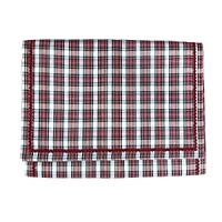 Classic red tartan plaid gives these Juliska table linens inviting appeal that's perfect for the holidays and beyond.