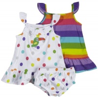 Carter's Girls Rainbow Dots and Stripes 2 Pack Summer Dresses, 3 months