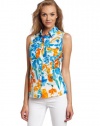 Jones New York Women's Printed Floral Sleeveless Shirt