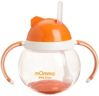 Lansinoh mOmma Straw Cup with Dual Handles, Orange