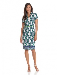 Anne Klein Women's Lattice Print Belted Dress