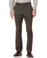 Casual Fridays never looked this good. Keep your professional style while at work with these slim fit pants by Perry Ellis.