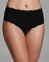 A high waist thong with pretty floral lace overlay and a control top for a sleek silhouette. Style #YT2-050