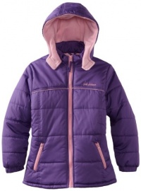 Pink Platinum Girls 7-16 Contrast Zipper Puffer Jacket, Purple, 7/8