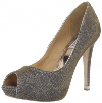 Badgley Mischka Women's Humbie IV Peep-Toe Pump,Gold/Pewter,9 M US