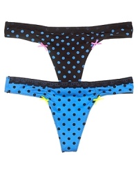 A comfortable stretch cotton low-rise thong with a leopard print gusset and all over dot pattern.