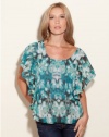 GUESS Dahlia Short-Sleeve Top - Vertigo, AZURE MULTI (MEDIUM)