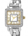 Anne Klein Women's Swarovski Crystal Bezel Square Bracelet Silver Tone Watch 10-9883MPTT