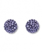 Pretty in purple: Tanzanite-hued Pointiage crystals define these sparkling sphere-shaped stud earrings from Swarovski. Set in silver tone mixed metal, they'll make an eye-catching and effortless addition to your jewelry collection. Approximate diameter: 3/10 inch.