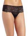 On Gossamer Women's Boudoir Blooms Hip Tanga Panty, Black, Small