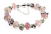 Shades of Pink Quality Charm Bracelet with 18 Beads: Pink Murano Lampwork Beads, Charms; Pandora Style Bracelet Opens so Beads CAN Be Changed